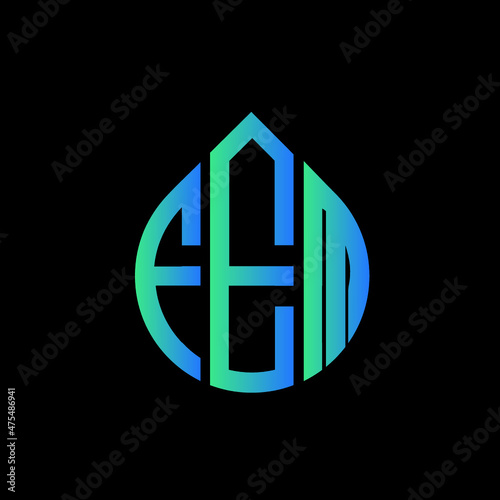 FEM letter logo design on black background. 
FEM circle letter logo design with ellipse shape.
FEM creative initials letter logo concept.FEM logo vector. 