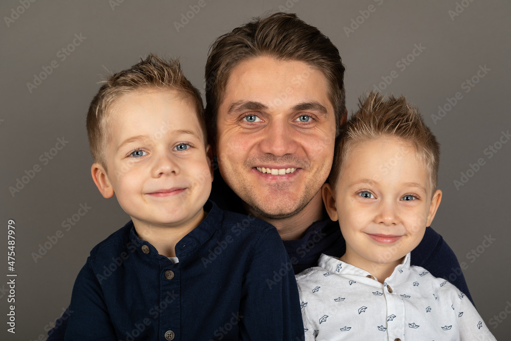 Happy family studio portrait