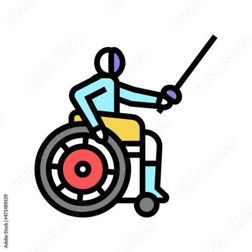 fencing handicapped athlete color icon vector. fencing handicapped athlete sign. isolated symbol illustration