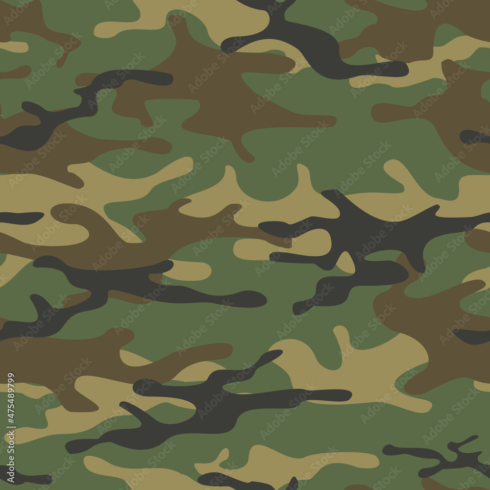 Fototapeta premium Camouflage seamless pattern. Abstract camo from spots. Print on fabric and textiles. Vector illustration.