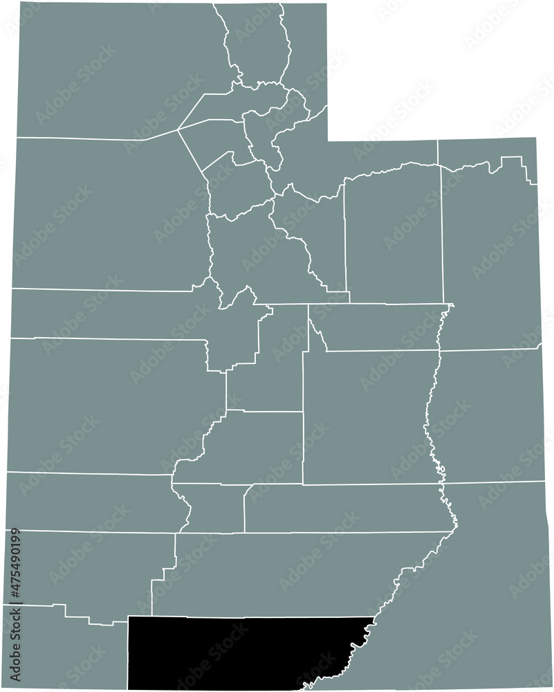 Black highlighted location map of the Kane County inside gray administrative map of the Federal