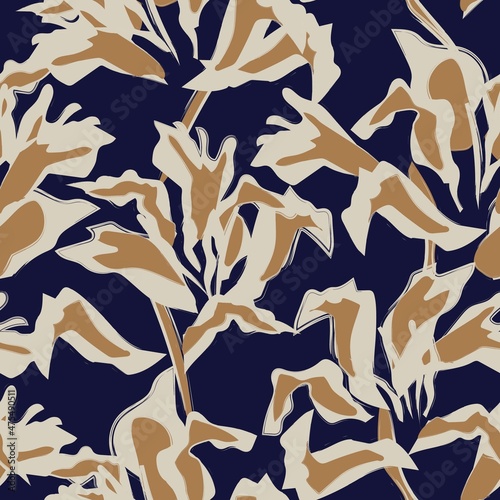 Floral Brush strokes Seamless Pattern Background