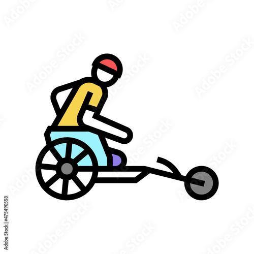 bicycle riding race handicapped athlete color icon vector. bicycle riding race handicapped athlete sign. isolated symbol illustration