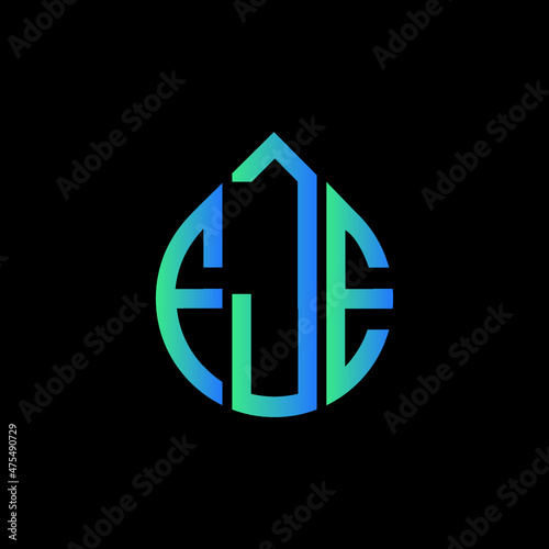 FJE letter logo design on black background. 
FJE circle letter logo design with ellipse shape.
FJE creative initials letter logo concept.FJE logo vector.  photo