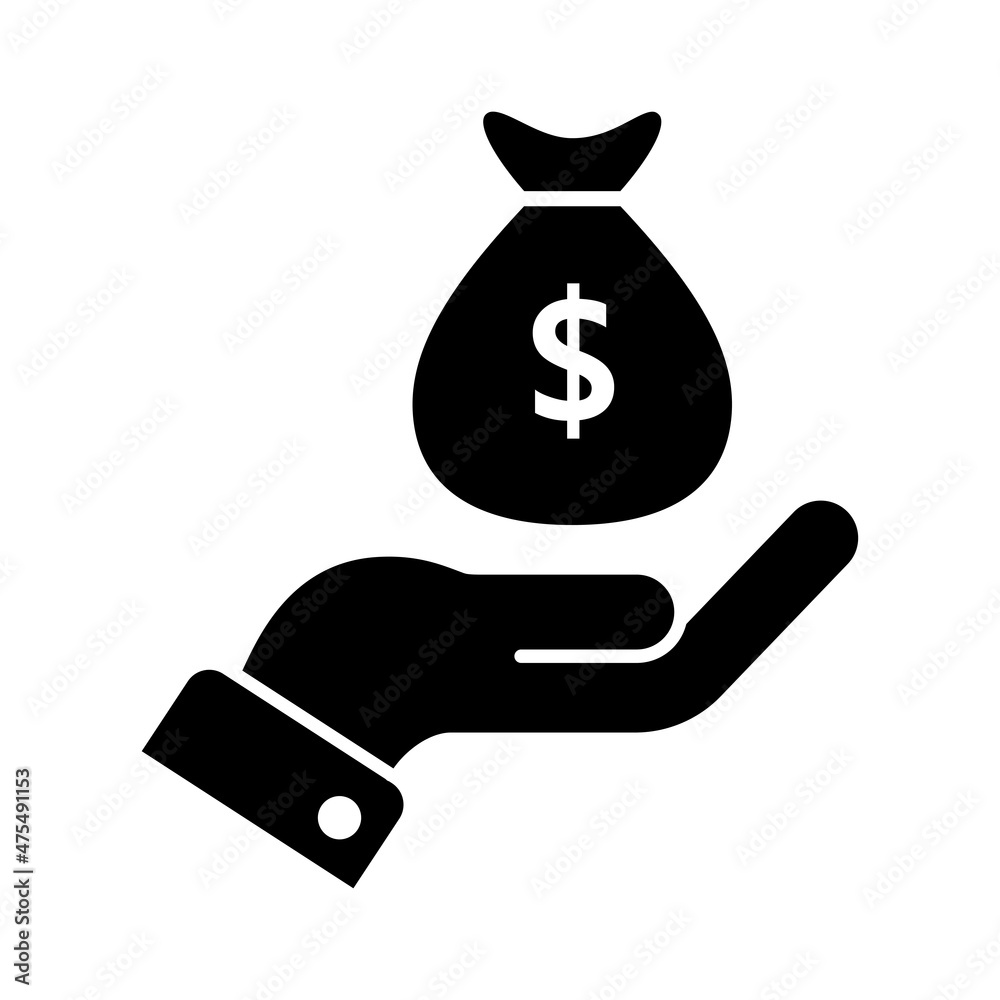 Open Hand Holding Money Bag Icon Vector. Open Hand Holding Money Bag Icon Vector.
