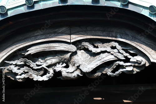 Japanese Kamakura Period shrine roof phoenix ornament design  photo