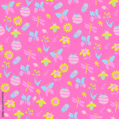 Background of colorful cute insects