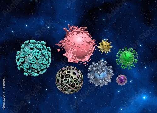 Viruses in space, conceptual illustration photo