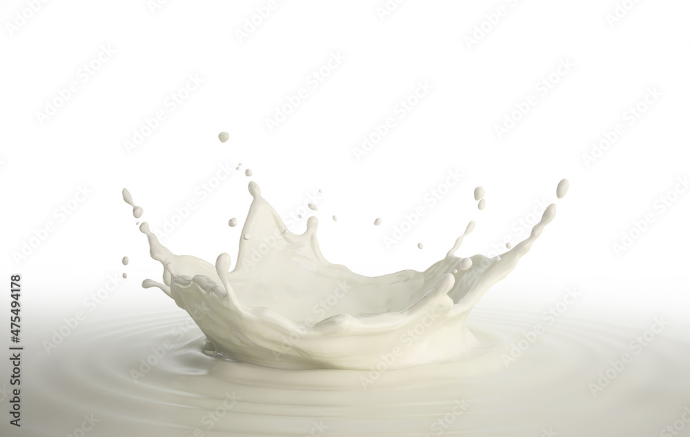 Milk crown splash with ripples, illustration Milk crown splash with ripples, illustration