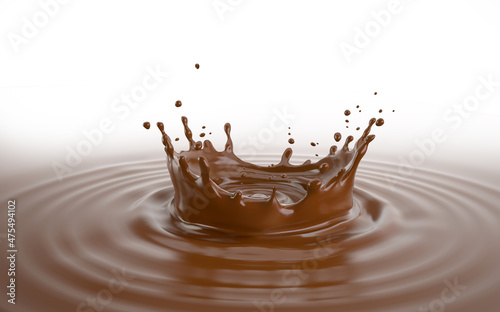 Liquid chocolate crown splash with ripples, illustration photo