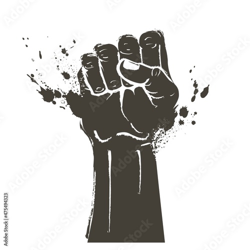 Vector Hand raised air fighting for human rights