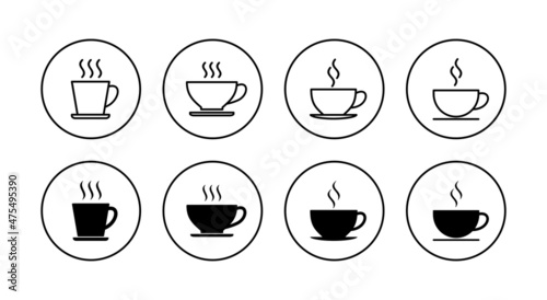 coffee cup icons set. cup a coffee sign and symbol