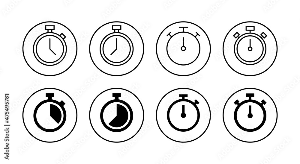 Stopwatch icon. Timer sign and symbol. Countdown icon. Period of time