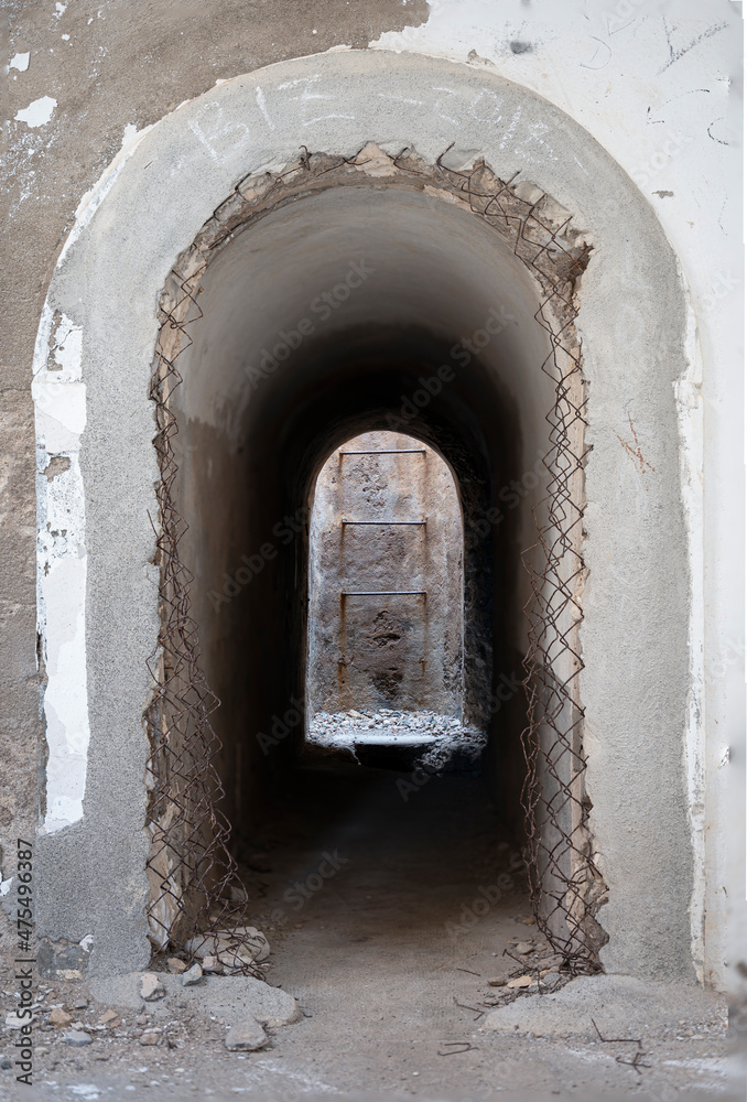 Abandoned passageways of the underground bunker in Spain
