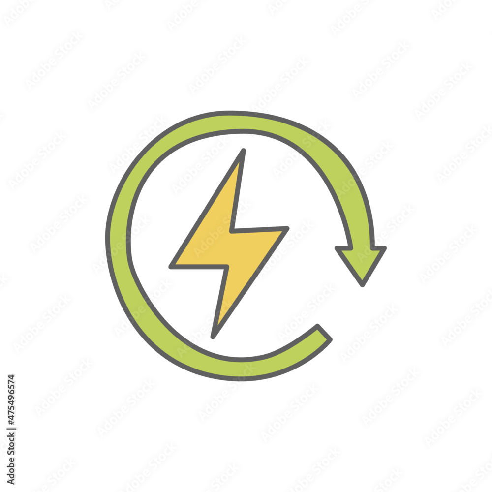 Renewable Energy Icon in color icon, isolated on white background Renewable Energy Icon in color icon, isolated on white background