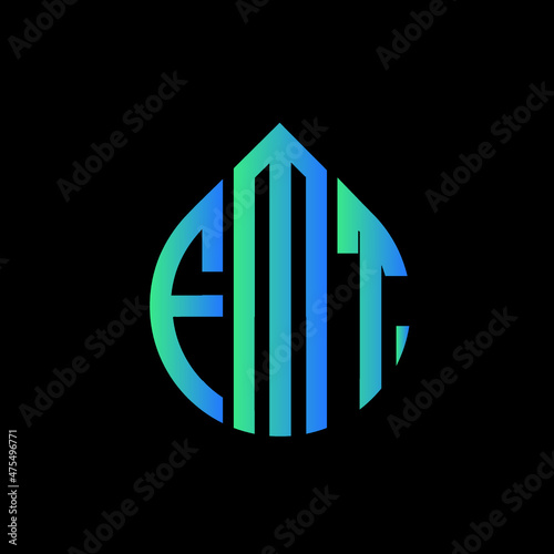 FMT letter logo design on black background. 
FMT circle letter logo design with ellipse shape.
FMT creative initials letter logo concept.FMT logo vector.  photo