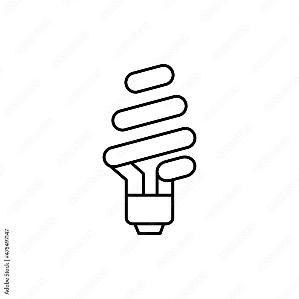 Save energy lamp Icon in flat black line style, isolated on white background Save energy lamp Icon in flat black line style, isolated on white background