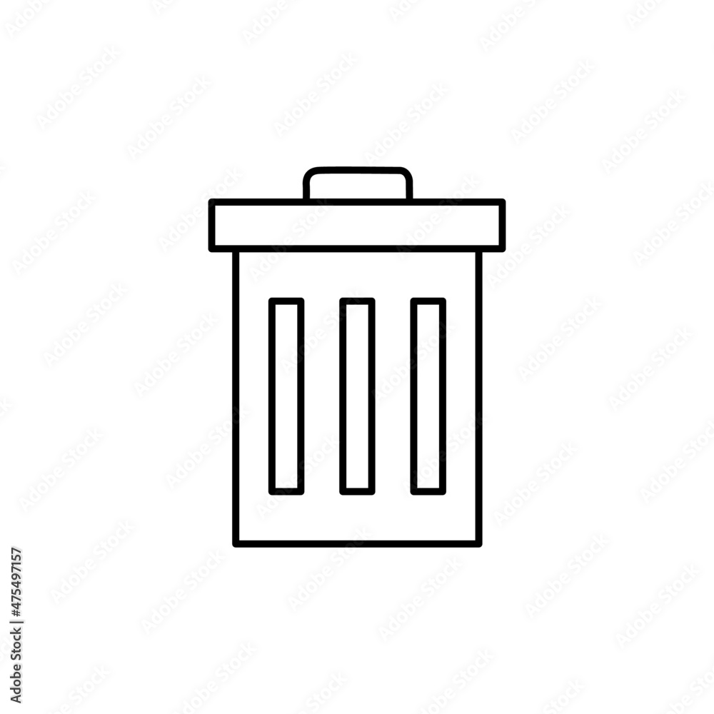trash Icon in flat black line style, isolated on white background