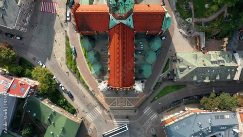 Aerial view of Podgorski Square with St. Joseph's Church in Cracow, Poland photo