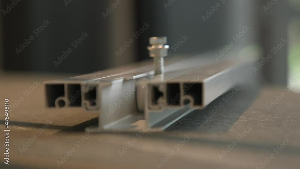 Detail of a metal component of a door.
Close up.