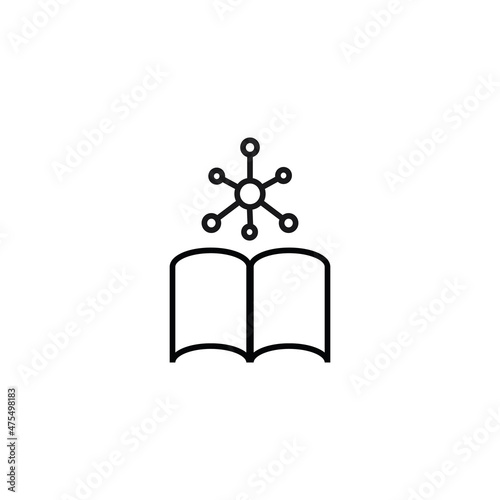 Books, fiction and reading concept. Vector sign drawn in modern flat style. High quality pictogram suitable for advertising, web sites, internet stores etc. Line icon of chemical compound over book