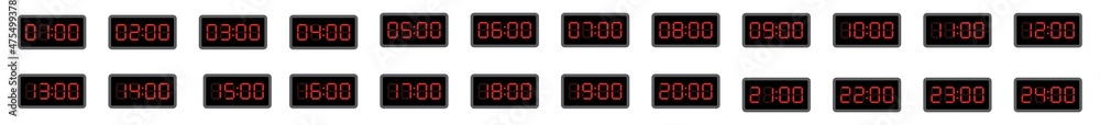 Time clocks icon in 24 hour. Vector illustration. 24 hour format square digital clock vector icon. Time clocks icon in 24 hour. Vector illustration. 24 hour format square digital clock vector icon.