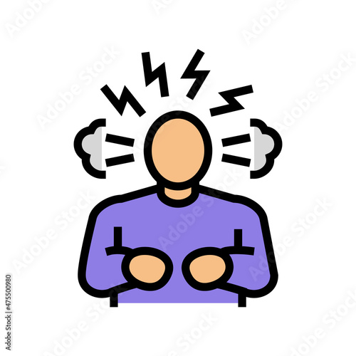 irritability, depression or anxiety color icon vector. irritability, depression or anxiety sign. isolated symbol illustration