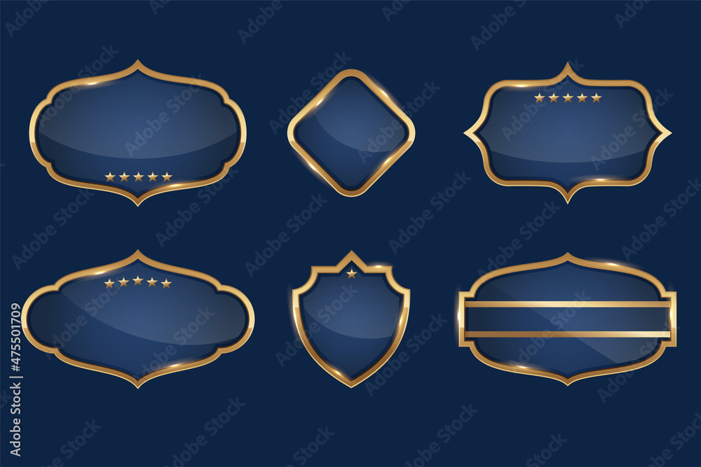Glossy banner with gold metal frame