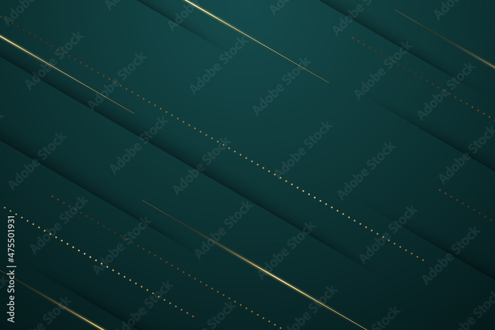 green abstract background lines tech geometric modern dynamic shape with gold light vector illustration