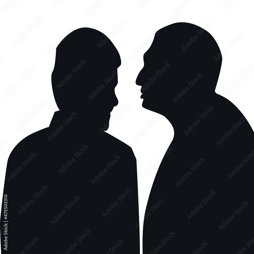 silhouette of talking people on a white background. vector illustration