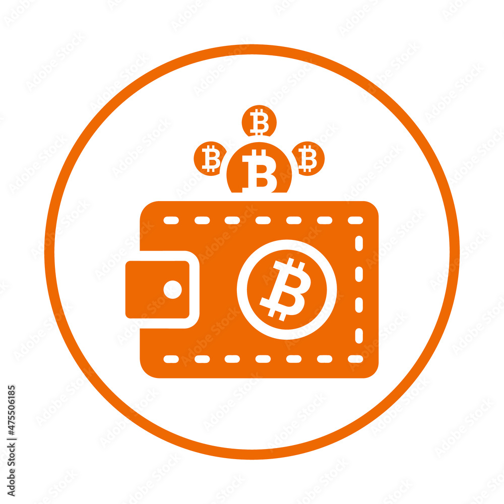 Bitcoin, wallet, coin, cryptocurrency icon. Orange vector sketch. Bitcoin, wallet, coin, cryptocurrency icon. Orange vector sketch.