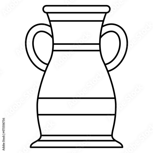 A large roomy vase made of clay. An ancient Greek amphora with two handles. Ceramic urn. An element of the interior. Vector icon, outline, isolated