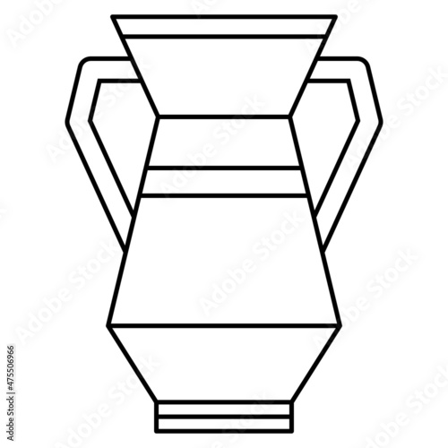 Fashionable ceramic vase for a modern interior. Pottery, urn. Vector icon, outline, isolated