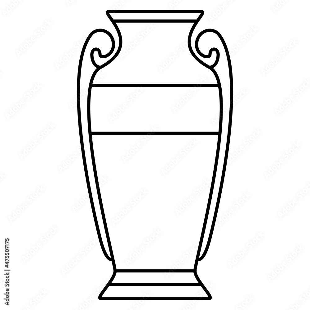 The classical form of the Greek amphora. Ceramic vase for the interior. An urn made of clay. Vector icon, outline, isolated The classical form of the Greek amphora. Ceramic vase for the interior. An urn made of clay. Vector icon, outline, isolated