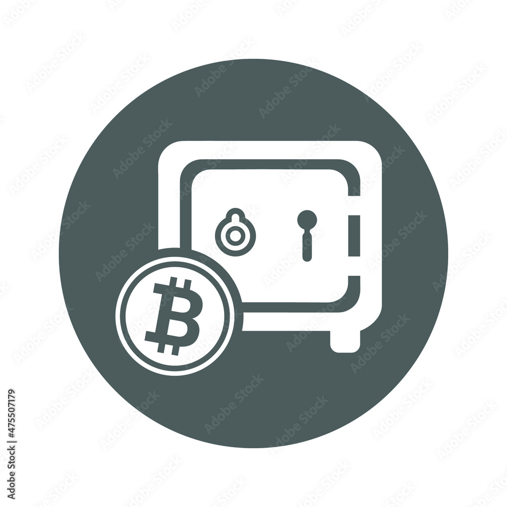 Bitcoin, storage icon. Gray vector sketch.