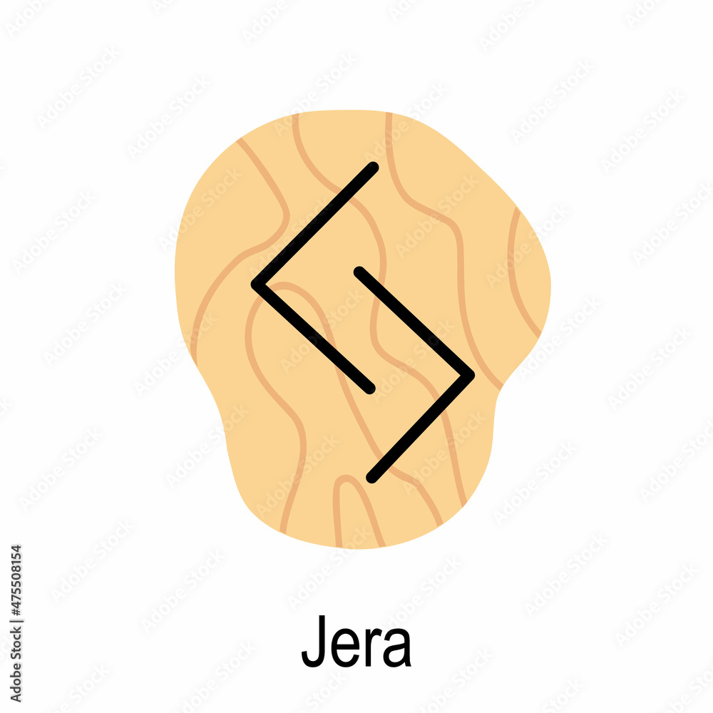 Fototapeta premium Old rune Jera, ancient Scandinavian alphabet vector illustration, hand drawn typography, occult letters, mystical signs, esoteric concept