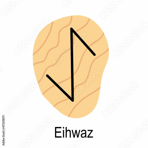 Old rune Eihwaz, ancient Scandinavian alphabet vector illustration, hand drawn typography, occult letters, mystical signs, esoteric concept photo