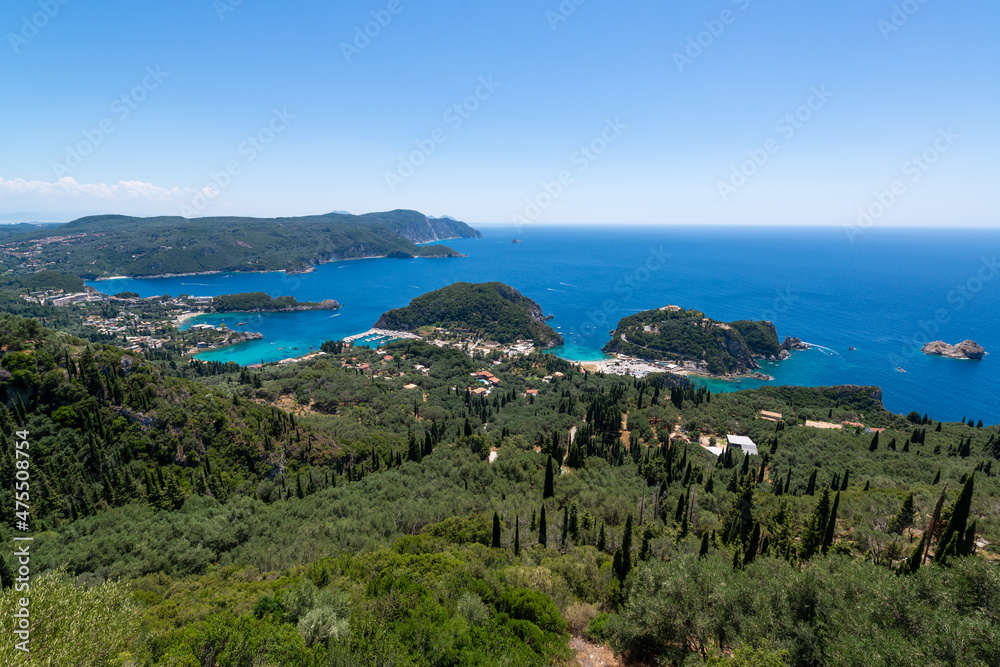 The Plaiokastritsa coastline in Korfu, Greece.