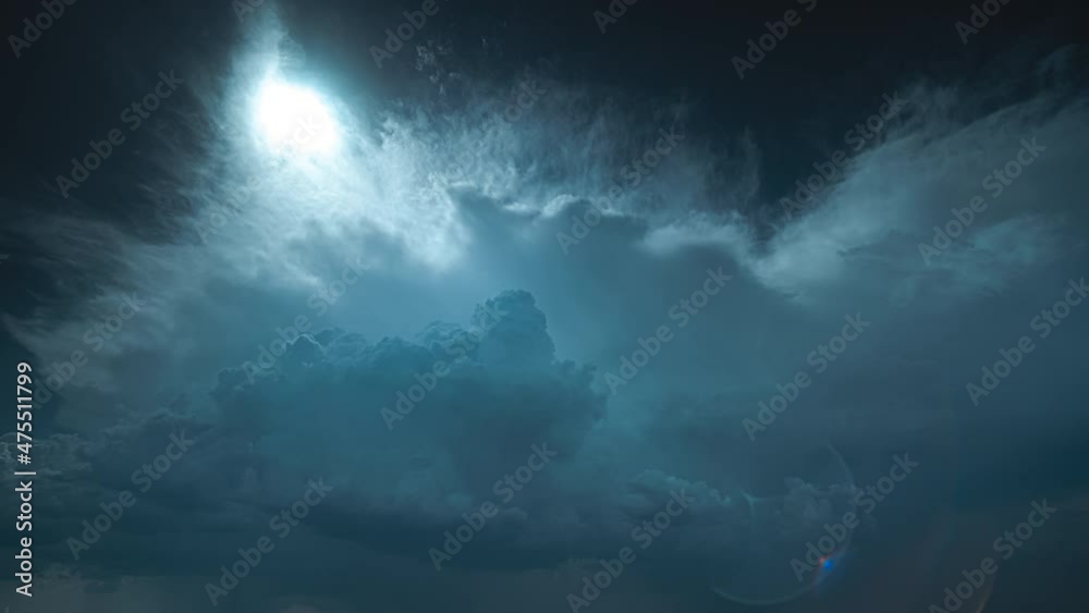 Thunderstorm cloudy skyline at night