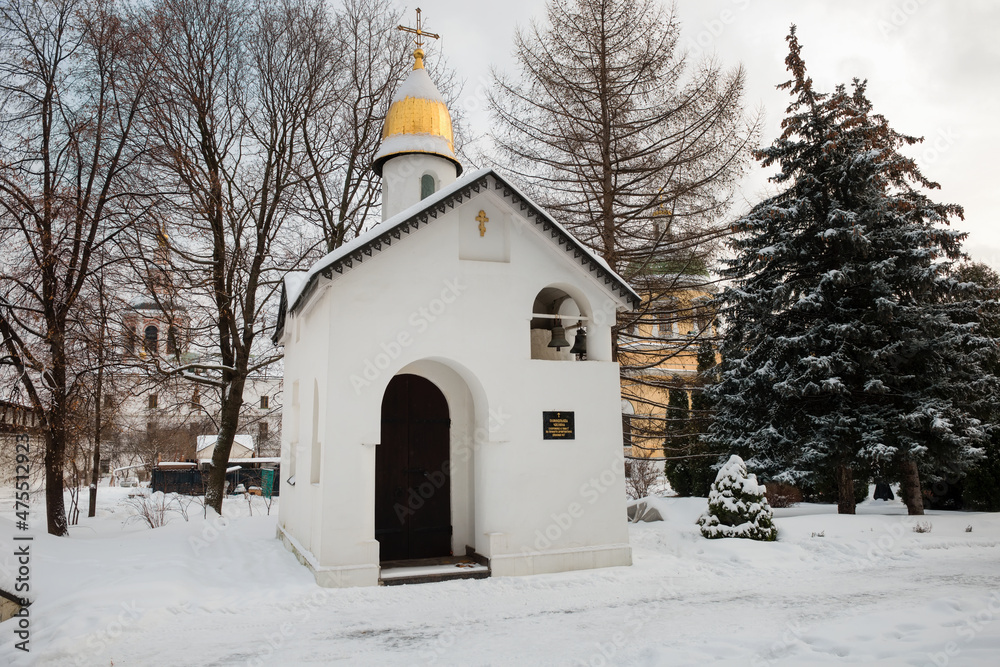 Memorial chapel of Danilov Monastery and in a winter day