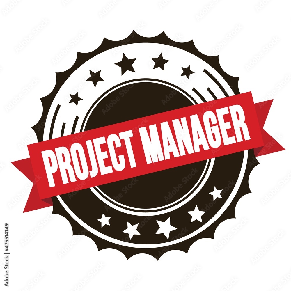PROJECT MANAGER text on red brown ribbon stamp. PROJECT MANAGER text on red brown ribbon stamp.