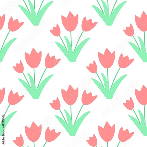 Delicate floral seamless pattern with tulips. Background with beautiful flowers. Cute template for wallpaper  fabric and packaging