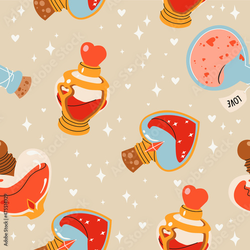 seamless pattern with love potion
