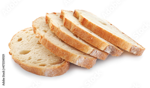 Slices of sodawater bread on white background