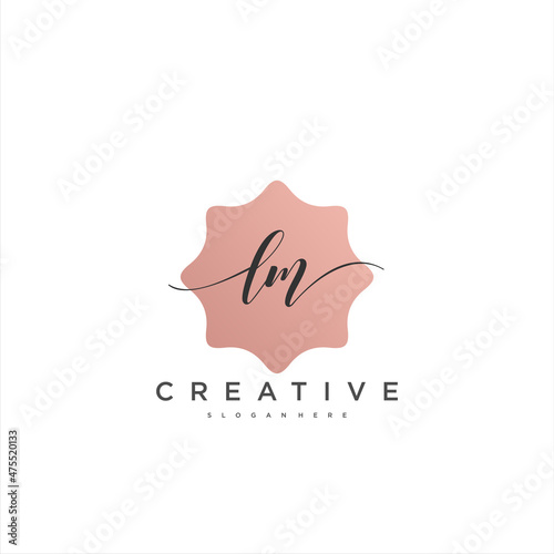 LM Initial handwriting minimalist geometric logo template vector art, Logo for business beauty, fashion, and other