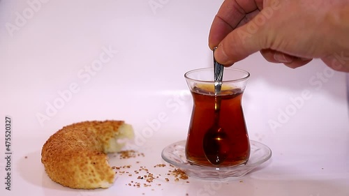 Turkish bagel sandwich with tea