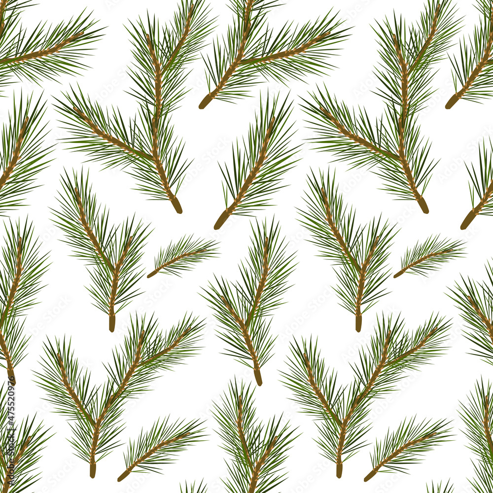 Seamless pattern of pine branches. Winter pattern wrapping paper. Branches with needles. Vector illustration. Festive background
Seamless pattern of pine branches. Winter pattern wrapping paper. Branches with needles. Vector illustration. Festive background