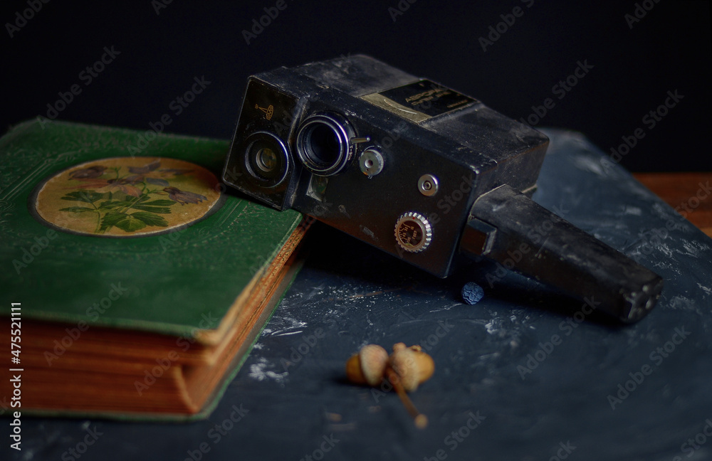 old camera old photo album retro photo on a dark background old camera old photo album retro photo on a dark background