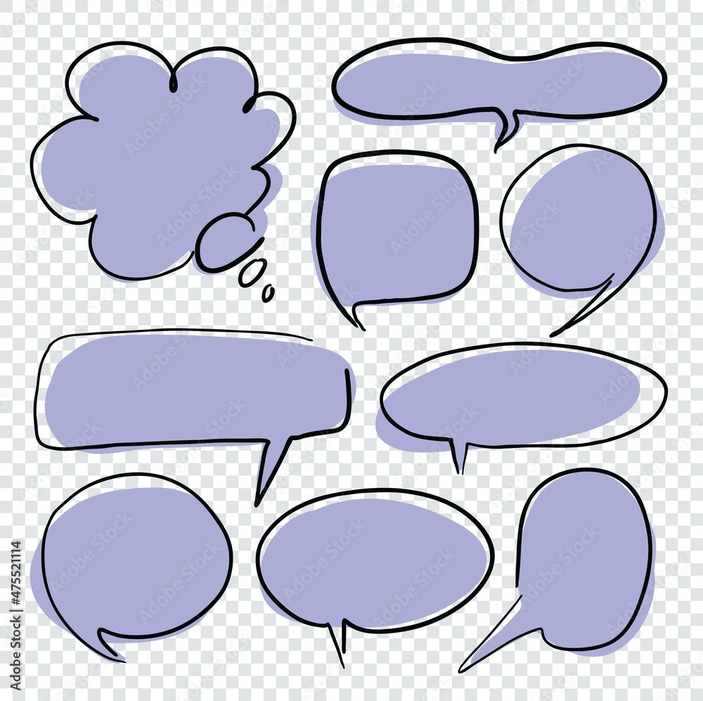 Empty speech bubbles in the color of Very Peri