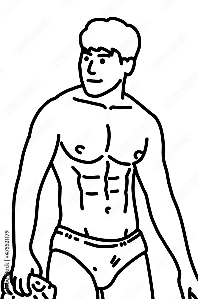 Fototapeta premium black and white of cute man cartoon for coloring